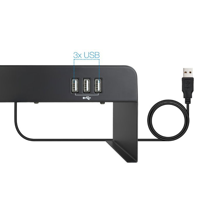 Tooq TQMR0124 Soporte Elevador para Monitor o Portátil con 3x USB 2.0, Negro Tooq TQMR0124 Soporte Elevador para Monitor o Portátil con 3x USB 2.0, Negro